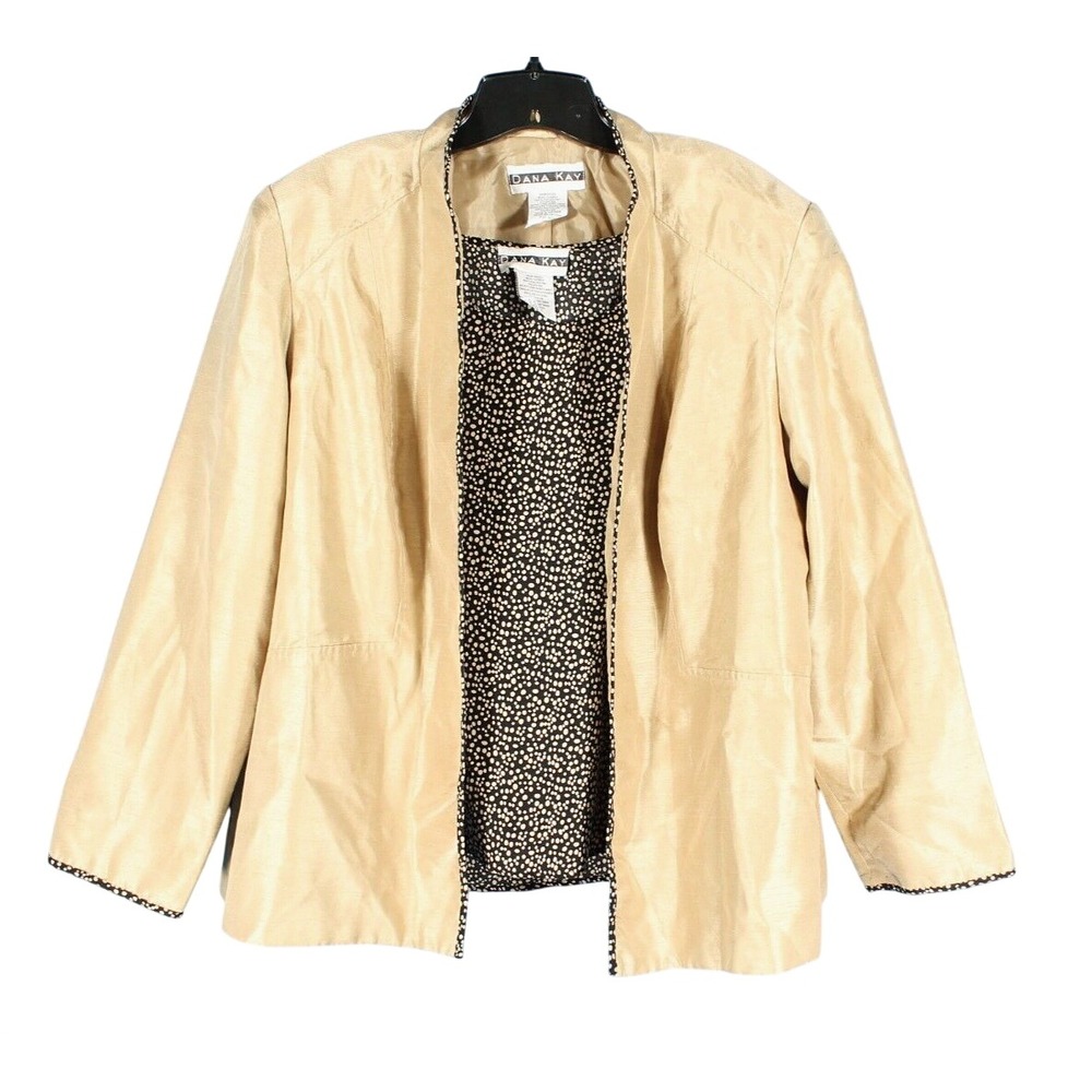 VTG DANA KAY 2-Pc Gold Metallic w/ Polka-Dot COCKTAIL PARTY Tank/Jacket Set 18W